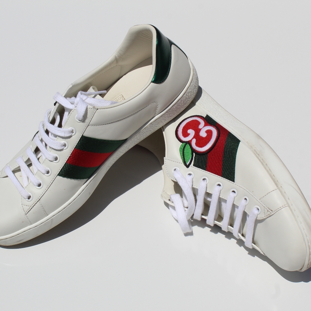 Gucci New Ace Apple-print Leather Sn